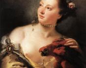 乔瓦尼 巴蒂斯塔 提埃波罗 : Woman with a Parrot